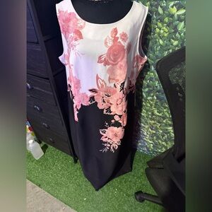 Floral Sleeveless Dress - Pink and Black 70